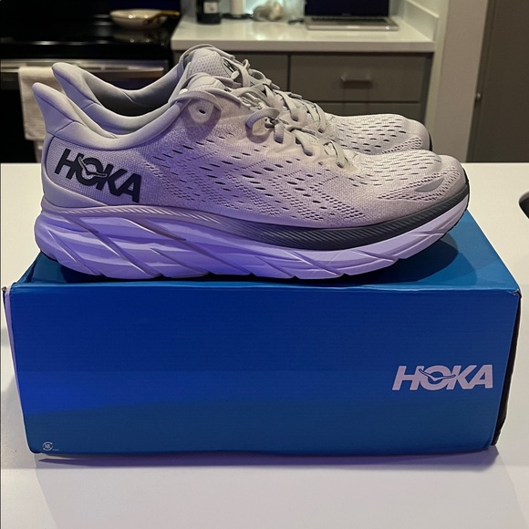 Hoka Clifton 8 White and Gray Mens 13 LIKE NEW - Picture 2 of 8